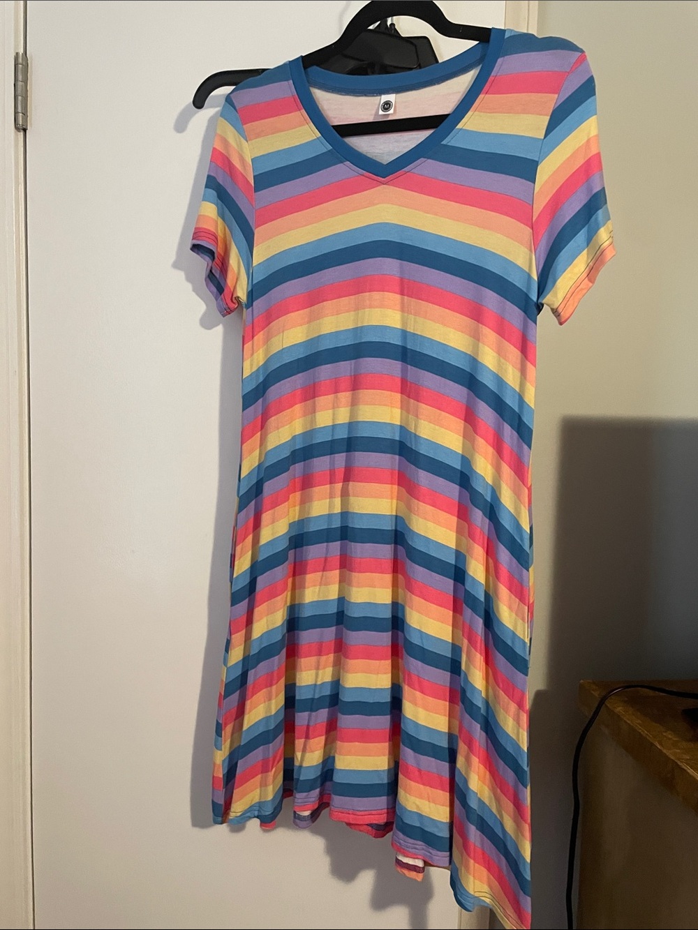 Striped V-Neck Midi Dress in Multicolor